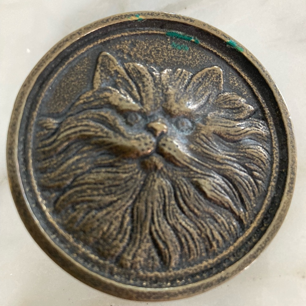 Solid Brass Cat Belt Buckle 2 Inches Vintage